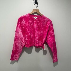 BP Tie Dye Pink Cropped Long Sleeve Light Sweatshirt S NWT